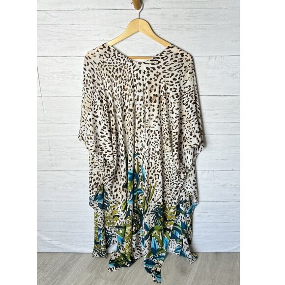 Chicos Kimono Womens One Size Colorful Animal and Palm Print Cover Up Summer - Picture 8 of 13